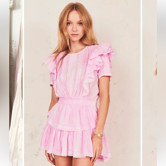 Loveshackfancy Natasha Mini Dress in Peony Pink - Picture 2 of 7